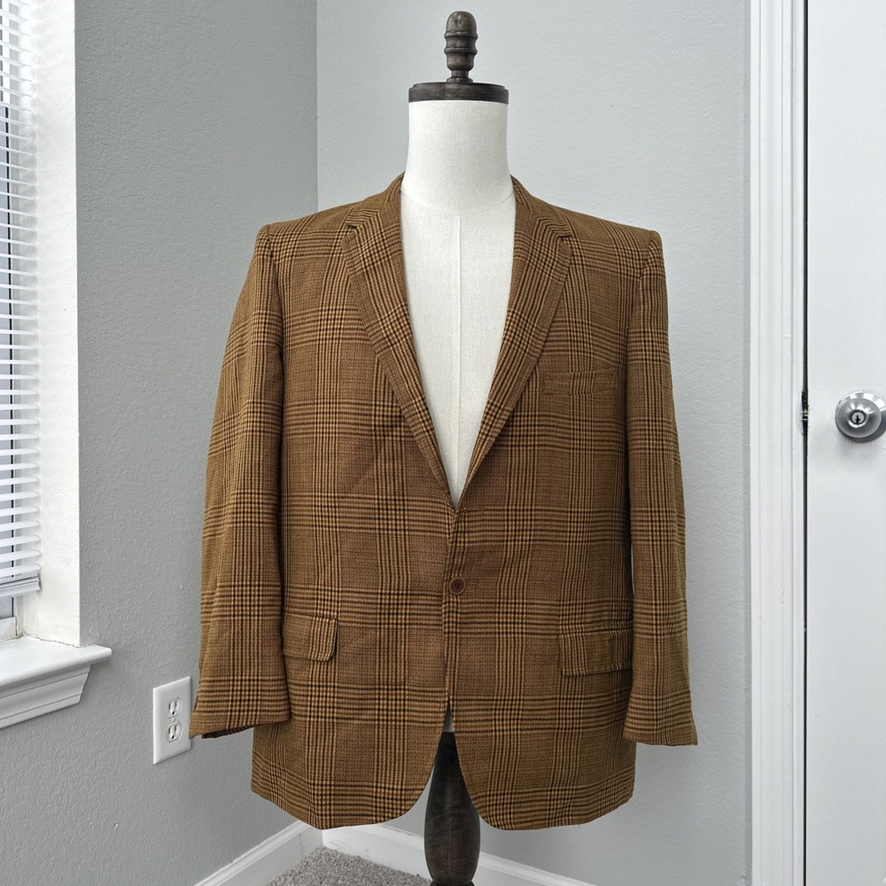 VTG‎ 60's Pendennis Club Merit Sport Coat Men 42 Equestrian Lining Glen Check